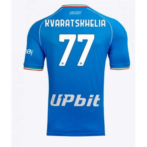 Fotbalové Dres SSC Napoli Khvicha Kvaratskhelia #77 Domácí 2023-24 Krátký Rukáv